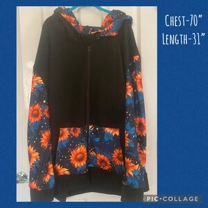 Beautiful Sunflower Zip Hoodie Size 5x